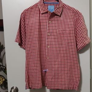 Plaid Red &White Tommy Bahama Button Down Shirt L